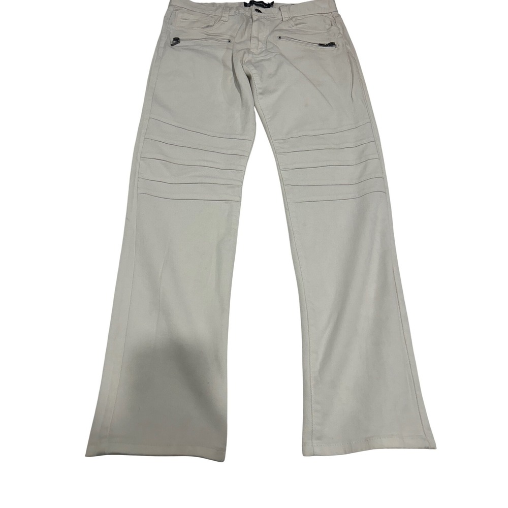 Akademiks White Moto Jeans Mens 34x34 Skinny Fit Zippers Pockets
(782)
